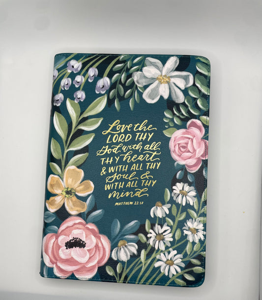 Classic Zippered Journal – Teal “Love the Lord” (Matthew 22:37)
