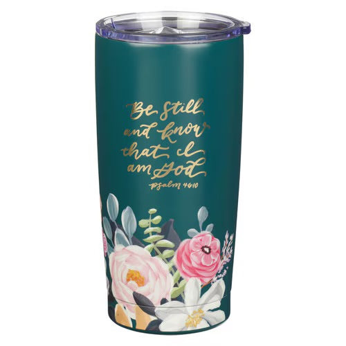 Be Still Floral Travel Tumbler – Psalm 46:10