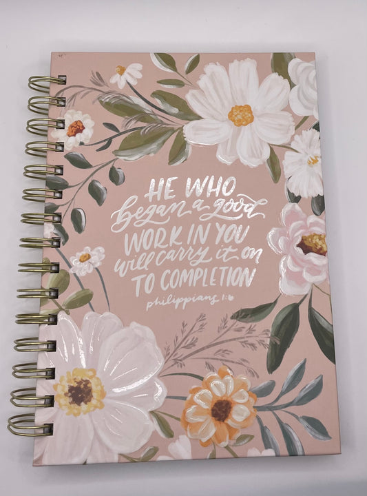“Good Work in You” Floral Spiral Journal – Philippians 1:6
