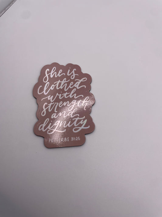 Magnet – Pink “Strength & Dignity” (Proverbs 31:25)