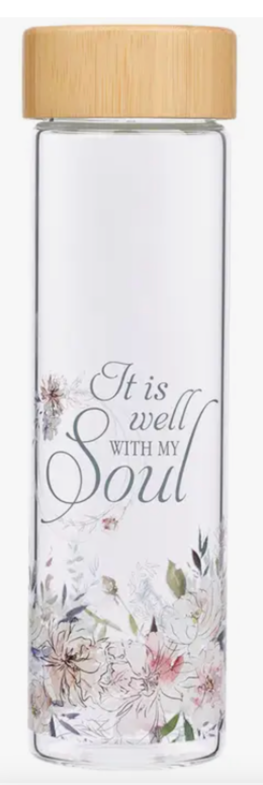 Well With My Soul Hymn Glass Water Bottle
